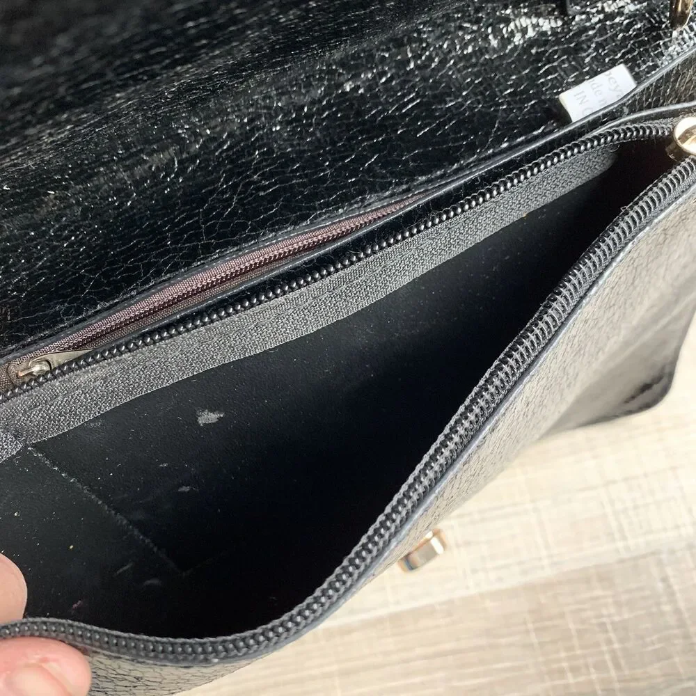 Beya Envelope Clutch Black Vegan Manmade Bag Purse